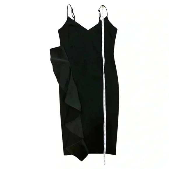 White House Black Market Black Ruffle Midi Dress Size 2 - Picture 10 of 13